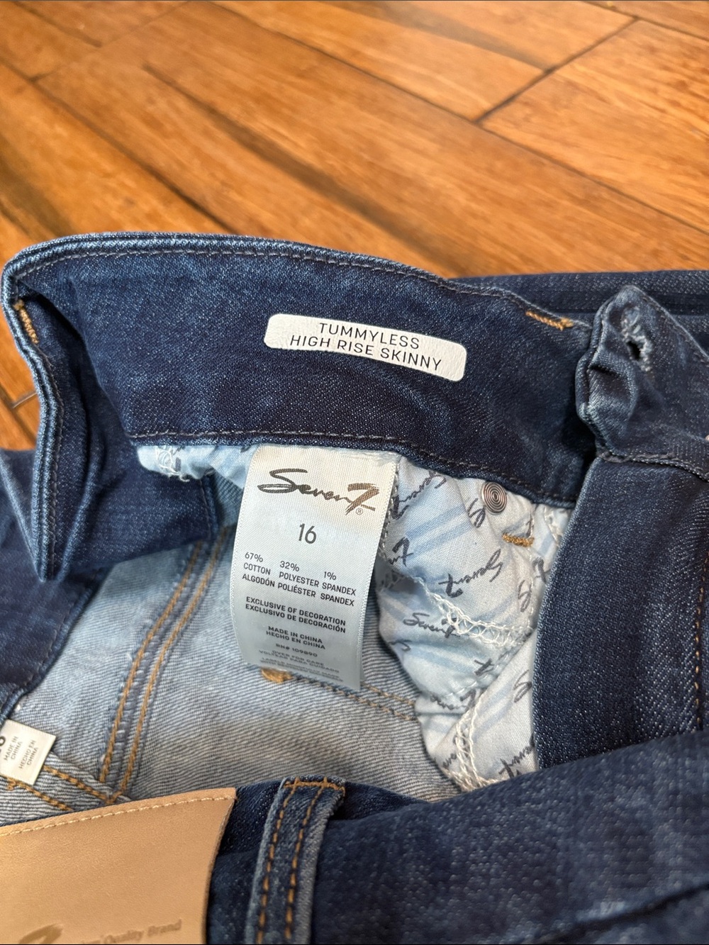 Seven7 Jeans Womens Size 16 Tummyless High Rise Skinny Denim Blue Dark Wash Boho - Picture 4 of 6